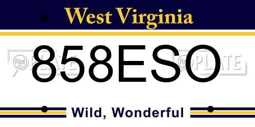858ESO West Virginia License Plate