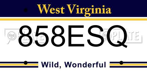 858ESQ West Virginia License Plate
