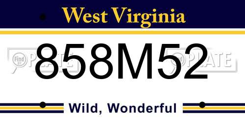 858M52 West Virginia License Plate
