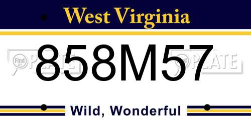 858M57 West Virginia License Plate