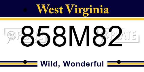 858M82 West Virginia License Plate
