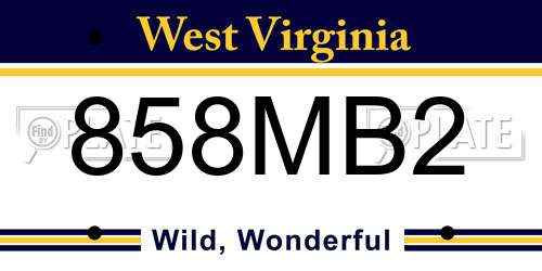 858MB2 West Virginia License Plate