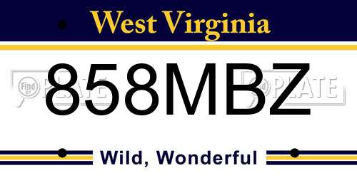 858MBZ West Virginia License Plate