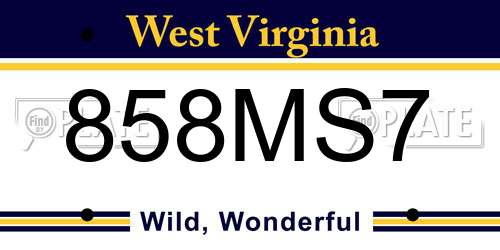 858MS7 West Virginia License Plate