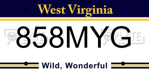858MYG West Virginia License Plate