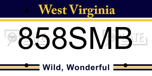 858SMB West Virginia License Plate