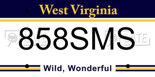 858SMS West Virginia License Plate