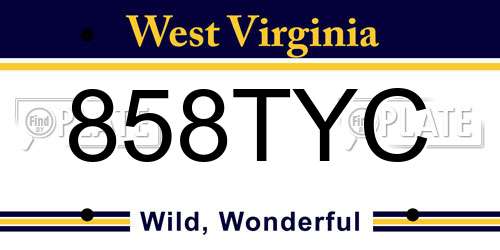858TYC West Virginia License Plate