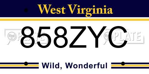 858ZYC West Virginia License Plate