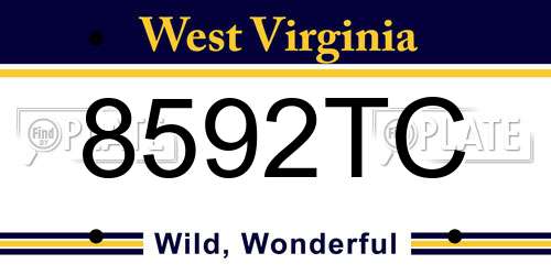 8592TC West Virginia License Plate