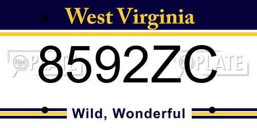 8592ZC West Virginia License Plate