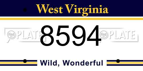 8594 West Virginia License Plate