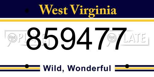 859477 West Virginia License Plate