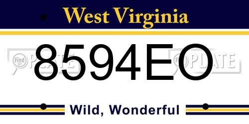 8594EO West Virginia License Plate