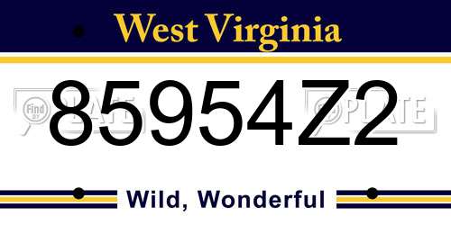 85954Z2 West Virginia License Plate