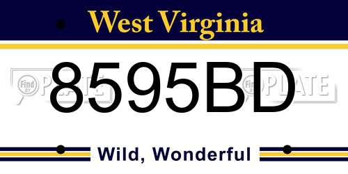 8595BD West Virginia License Plate