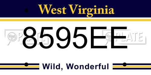 8595EE West Virginia License Plate