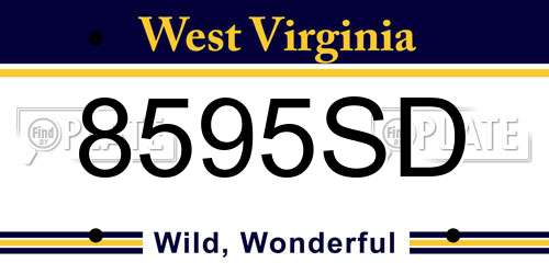8595SD West Virginia License Plate