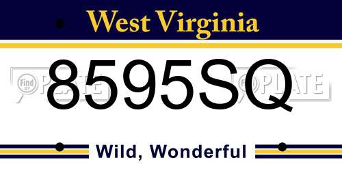 8595SQ West Virginia License Plate