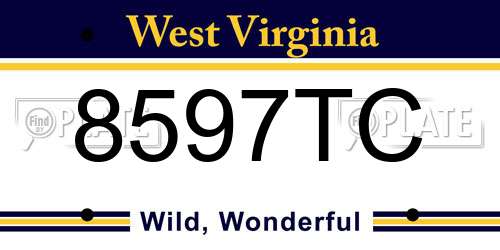 8597TC West Virginia License Plate