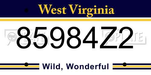 85984Z2 West Virginia License Plate