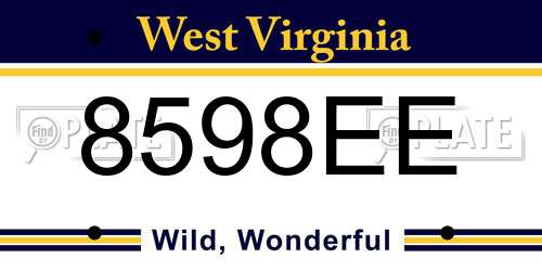 8598EE West Virginia License Plate