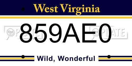 859AE0 West Virginia License Plate