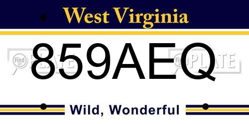 859AEQ West Virginia License Plate