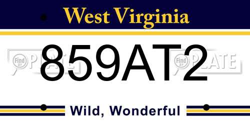 859AT2 West Virginia License Plate