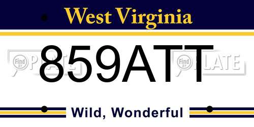 859ATT West Virginia License Plate