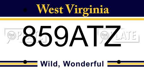859ATZ West Virginia License Plate