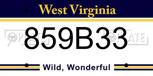 859B33 West Virginia License Plate