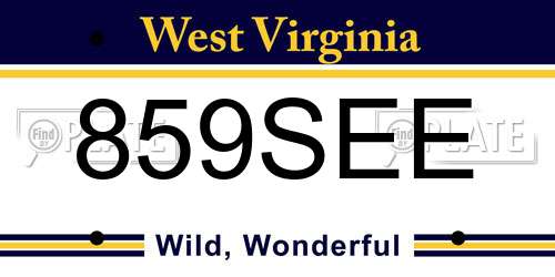 859SEE West Virginia License Plate