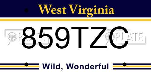 859TZC West Virginia License Plate