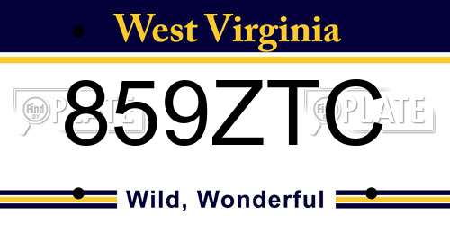 859ZTC West Virginia License Plate