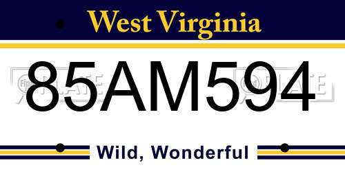 85AM594 West Virginia License Plate