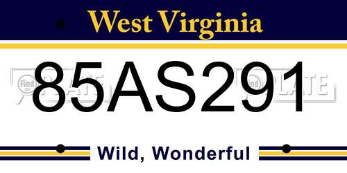 85AS291 West Virginia License Plate