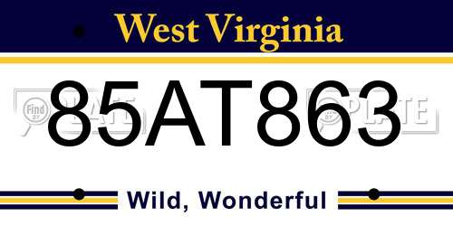 85AT863 West Virginia License Plate
