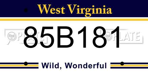 85B181 West Virginia License Plate
