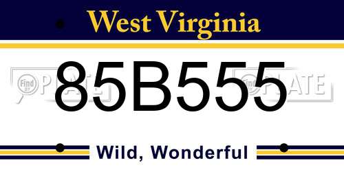 85B555 West Virginia License Plate