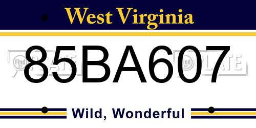 85BA607 West Virginia License Plate