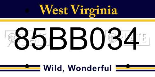 85BB034 West Virginia License Plate