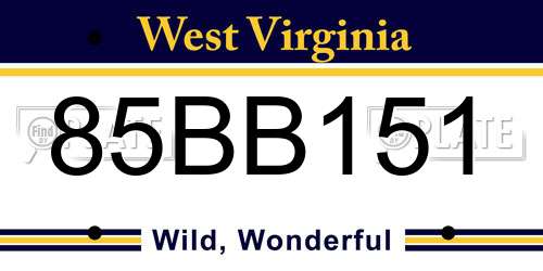 85BB151 West Virginia License Plate