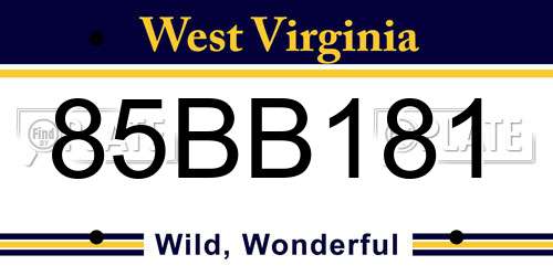 85BB181 West Virginia License Plate