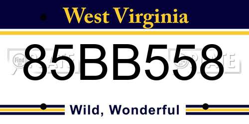 85BB558 West Virginia License Plate