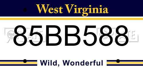 85BB588 West Virginia License Plate