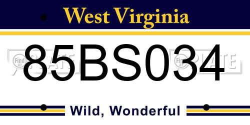 85BS034 West Virginia License Plate