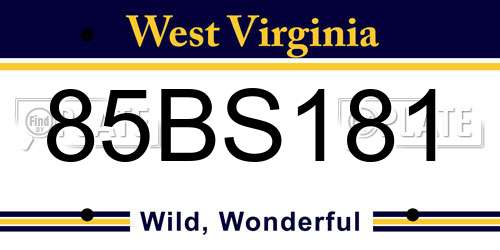 85BS181 West Virginia License Plate