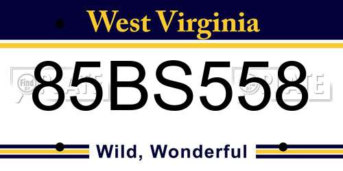 85BS558 West Virginia License Plate