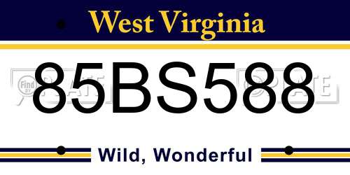 85BS588 West Virginia License Plate